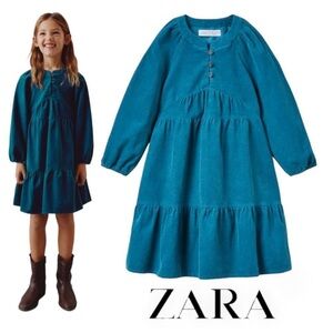 ZARA kids | Duck Blue | FINE-WALED CORDUROY DRESS Size 6